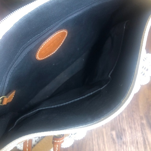 Fossil Blue Cloud Crossbody Canvas Leather Detail - Picture 6 of 8